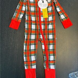 Red Plaid Kids Footie Pajamas